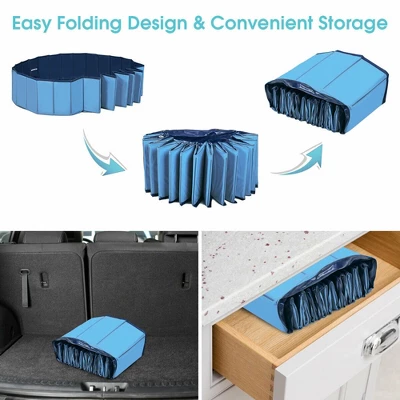 Costway 63'' Foldable Dog Pet Pool Kiddie Bathing Tub Indoor Outdoor Portable Leakproof 8 Costway 63'' Foldable Dog Pet Pool Kiddie Bathing Tub Indoor Outdoor Portable Leakproof - Image 6