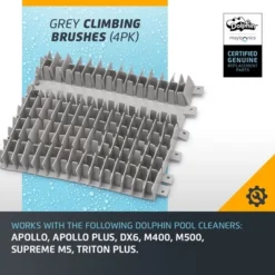 Dolphin Grey Climbing Brushes 4 Pack For Triton Plus, DX5, DX6, Supreme, & Wave Cleaners Replacement -Intex Shop GUEST 08090a88 b17f 47ca 9bf6 ec6c22b73ede