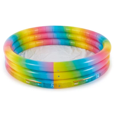 Intex 58449EP Rainbow Ombre 3 Ring Circular Inflatable Outdoor Swimming Pool With For Kids Ages 2 Years Or Older 6 Intex 58449EP Rainbow Ombre 3 Ring Circular Inflatable Outdoor Swimming Pool With For Kids Ages 2 Years Or Older - Image 4