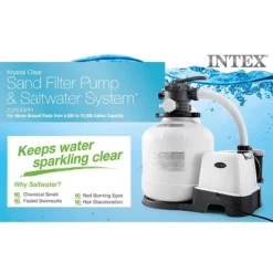 Intex 26679EG 16-Inch 2,150 GPH Krystal Clear Saltwater System And Sand Filter Pump With Automatic Timer And GFCI For Above Ground Pools, Gray -Intex Shop GUEST 0ef4fc85 fa77 4838 91f4 44c721e5d3bd