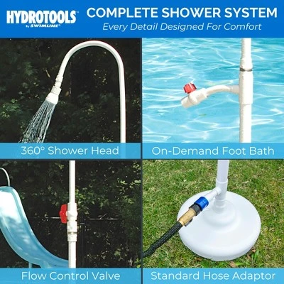 HYDROTOOLS By SWIMLINE Tube Style 7' Poolside Shower W/Adjustable Head & Foot Tap Spigot & Valve Controls For Outdoor Backyard Beach Spa 4 HYDROTOOLS By SWIMLINE Tube Style 7' Poolside Shower W/Adjustable Head & Foot Tap Spigot & Valve Controls For Outdoor Backyard Beach Spa - Image 2