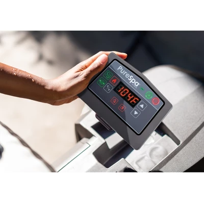 Intex Greywood Deluxe 4 Person Outdoor Portable Inflatable Hot Tub Spa With Multi-Color LED Light, Foam Headrests, And 140 Soothing Bubble Jets, Gray 4 Intex Greywood Deluxe 4 Person Outdoor Portable Inflatable Hot Tub Spa With Multi-Color LED Light, Foam Headrests, And 140 Soothing Bubble Jets, Gray - Image 2