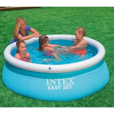 Intex Easy Set Inflatable Puncture Resistant Above Ground Portable Outdoor Swimming Pool For Kids And Adults, Blue 7 Intex Easy Set Inflatable Puncture Resistant Above Ground Portable Outdoor Swimming Pool For Kids And Adults, Blue - Image 5