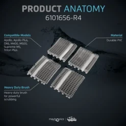 Dolphin Grey Climbing Brushes 4 Pack For Triton Plus, DX5, DX6, Supreme, & Wave Cleaners Replacement