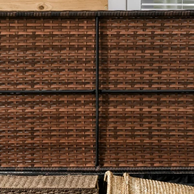 Outsunny Outdoor Deck Box & Shoe Storage, PE Rattan Wicker Towel Rack With Liner For Indoor, Outdoor, Pool, Toys, Garden Tools, Brown 6 Outsunny Outdoor Deck Box & Shoe Storage, PE Rattan Wicker Towel Rack With Liner For Indoor, Outdoor, Pool, Toys, Garden Tools, Brown - Image 4