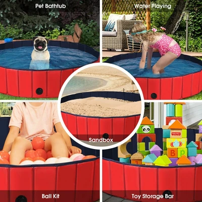 Costway 55'' Foldable Dog Pet Pool Kiddie Bathing Tub Indoor Outdoor Leakproof Portable 4 Costway 55'' Foldable Dog Pet Pool Kiddie Bathing Tub Indoor Outdoor Leakproof Portable - Image 3