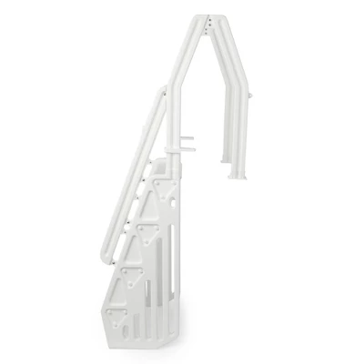 Vinyl Works Deluxe Adjustable 24 Inch In-Pool Step Ladder Entry System For Above Ground Swimming Pools With 2 Rails And Non-Slip Surface, White 3 Vinyl Works Deluxe Adjustable 24 Inch In-Pool Step Ladder Entry System For Above Ground Swimming Pools With 2 Rails And Non-Slip Surface, White