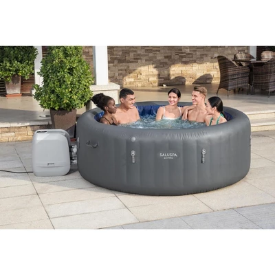 Bestway SaluSpa Santorini HydroJet Pro 5-7 Person Inflatable Hot Tub Round Portable Outdoor Spa W/180 AirJets & EnergySense Energy Saving Cover, Grey 5 Bestway SaluSpa Santorini HydroJet Pro 5-7 Person Inflatable Hot Tub Round Portable Outdoor Spa W/180 AirJets & EnergySense Energy Saving Cover, Grey - Image 3