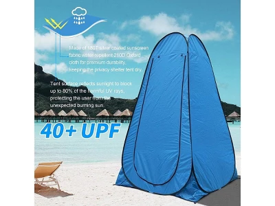 MPM 6FT Pop Up Privacy Tent Instant Shower Tent Portable Outdoor Rain Shelter, Camp Toilet, Dressing Changing Room With Carry Bag Blue 3 MPM 6FT Pop Up Privacy Tent Instant Shower Tent Portable Outdoor Rain Shelter, Camp Toilet, Dressing Changing Room With Carry Bag Blue - Image 2