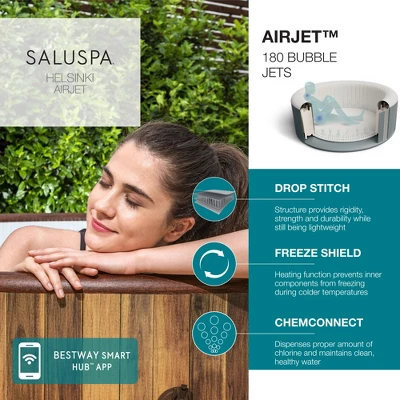 Bestway St. Moritz SaluSpa Inflatable Round Outdoor Hot Tub With 180 Soothing AirJets, Filter Cartridge, Pump, And Insulated Cover 4 Bestway St. Moritz SaluSpa Inflatable Round Outdoor Hot Tub With 180 Soothing AirJets, Filter Cartridge, Pump, And Insulated Cover - Image 2