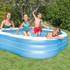 Intex 7.5' X 22" Beach Wave Swim Center Square Outdoor Backyard Inflatable Family Swimming Lounge Pool For Kids And Adults, Blue -Intex Shop GUEST 377cd140 bb36 4286 a654 cfefb3eb3451