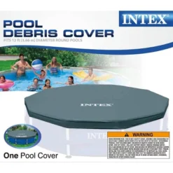 Intex 28031E 12 Foot Round Frame Set Easy Above Ground Swimming Pool Debris Cover With Tie-Down Ropes And Drain Holes, (Pool Sold Separately) -Intex Shop GUEST 38ea703c f859 4c4c b368 cbbe3336e072