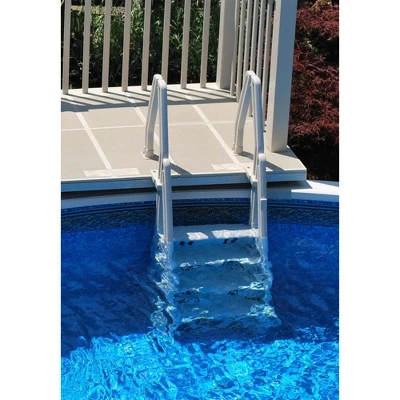 Vinyl Works Deluxe Adjustable 24 Inch In-Pool Step Ladder Entry System For Above Ground Swimming Pools With 2 Rails And Non-Slip Surface, White 6 Vinyl Works Deluxe Adjustable 24 Inch In-Pool Step Ladder Entry System For Above Ground Swimming Pools With 2 Rails And Non-Slip Surface, White - Image 4