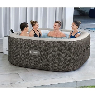 Bestway SaluSpa AirJet 4 To 6 Person Inflatable Hot Tub Square Portable Outdoor Spa With 140 Soothing AirJets And Cover, Brown 3 Bestway SaluSpa AirJet 4 To 6 Person Inflatable Hot Tub Square Portable Outdoor Spa With 140 Soothing AirJets And Cover, Brown