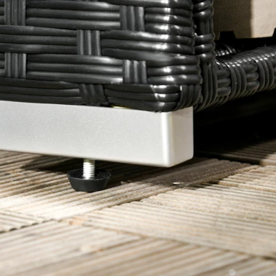 Outsunny Outdoor Deck Box & Shoe Storage, PE Rattan Wicker Towel Rack With Liner For Indoor, Outdoor, Pool, Toys, Garden Tools, Black 7 Outsunny Outdoor Deck Box & Shoe Storage, PE Rattan Wicker Towel Rack With Liner For Indoor, Outdoor, Pool, Toys, Garden Tools, Black - Image 5