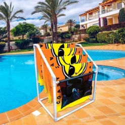 WOW Watersports Indoor Or Outdoor Free Standing Collapsible Heavy Duty 5 Rail Towel Rack With Hanging Pocket & Storage Bag For Pool Accessories, White -Intex Shop GUEST 4986e384 c59b 41cd b3ad 23d3a1bf9381