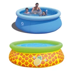 JLeisure Avenli 8' X 25" & 5' X 16.5" 2 To 3 Person Capacity Prompt Set And 3D Pineapple Above Ground Kids Inflatable Outdoor Swimming Pool (2 Pack)