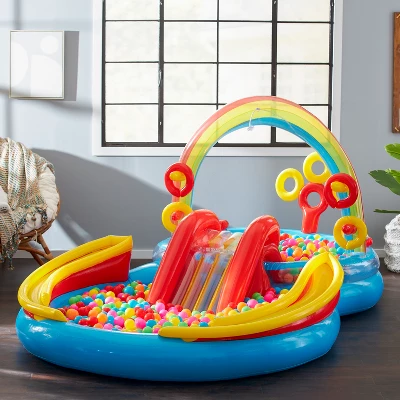 Intex Rainbow Slide Inflatable Pool And Water Slide Ring Center 3 Intex Rainbow Slide Inflatable Pool And Water Slide Ring Center