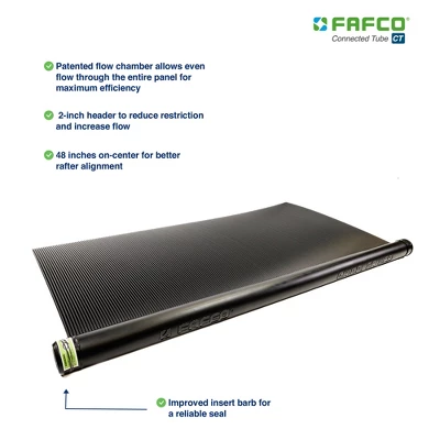 FAFCO Foot Connected Tube (CT) SunSaver Solar Powered Panel Pool Efficient Heating System With Patented Metering System And Flow Chamber 3 FAFCO Foot Connected Tube (CT) SunSaver Solar Powered Panel Pool Efficient Heating System With Patented Metering System And Flow Chamber