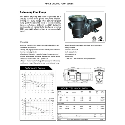 Northlight Self-Priming Above-Ground Swimming Pool Pump, 1 HP 4 Northlight Self-Priming Above-Ground Swimming Pool Pump, 1 HP - Image 2