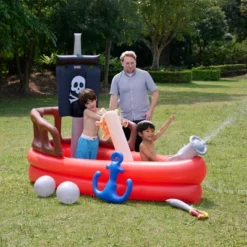 Teamson Kids Water Pool Pirate Ship Inflatable Kids Sprinkler With Air Pump, Beach Balls, & Accessories, Inflatable Outdoor Play Sprinkler System, Red -Intex Shop GUEST 57e0ec73 0f21 4119 a47f be1a12a734c2
