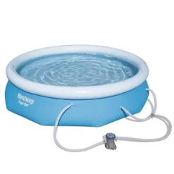 Bestway 10 Foot X 30 Inch Fast Set Inflatable Ring Round Above Ground Swimming Pool With Filter Pump, Cartridge, And Durable Cover With Ropes -Intex Shop GUEST 58363cbb 1c4c 40ca 8860 b1dd0f0515d9