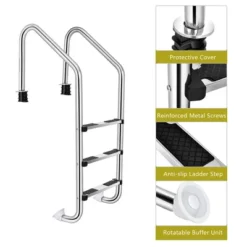 Costway Stainless Steel Swimming Pool Ladder In-Ground 3-Step W/ Anti-Slip Step -Intex Shop GUEST 598fcc2b a123 4de1 8997 fb3bad340526