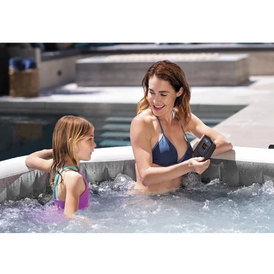 Intex Greywood Deluxe 4 Person Outdoor Portable Inflatable Hot Tub Spa With Multi-Color LED Light, Foam Headrests, And 140 Soothing Bubble Jets, Gray 5 Intex Greywood Deluxe 4 Person Outdoor Portable Inflatable Hot Tub Spa With Multi-Color LED Light, Foam Headrests, And 140 Soothing Bubble Jets, Gray - Image 3