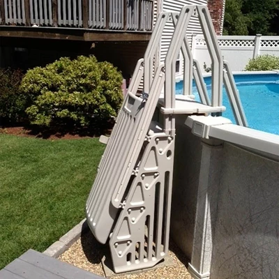 Vinyl Works AF Adjustable 24 Inch Ladder For Above Ground Swimming Pools With Secure Gate Closure And 2 Deck Mount Flanges, White 6 Vinyl Works AF Adjustable 24 Inch Ladder For Above Ground Swimming Pools With Secure Gate Closure And 2 Deck Mount Flanges, White - Image 4