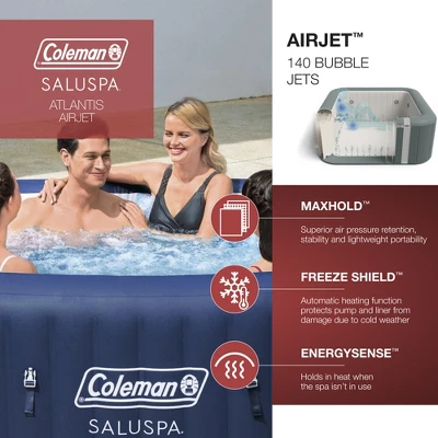 Bestway Coleman Hawaii AirJet 4 To 6 Person Inflatable Hot Tub Square Portable Outdoor Spa With 140 AirJets And Energy Efficient Saving Cover, Blue 3 Bestway Coleman Hawaii AirJet 4 To 6 Person Inflatable Hot Tub Square Portable Outdoor Spa With 140 AirJets And Energy Efficient Saving Cover, Blue