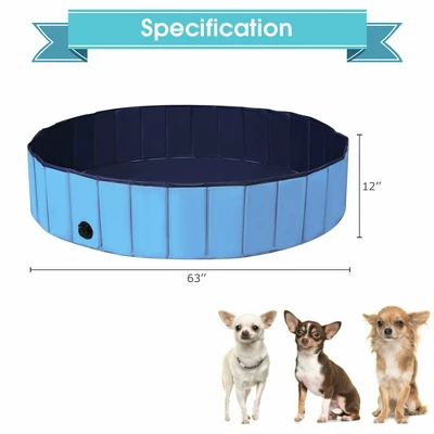 Costway 63'' Foldable Dog Pet Pool Kiddie Bathing Tub Indoor Outdoor Portable Leakproof 4 Costway 63'' Foldable Dog Pet Pool Kiddie Bathing Tub Indoor Outdoor Portable Leakproof - Image 2