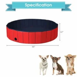 Costway 55'' Foldable Dog Pet Pool Kiddie Bathing Tub Indoor Outdoor Leakproof Portable