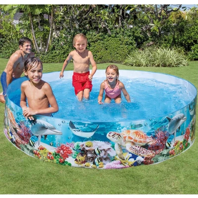 Intex Deep Sea Blue 8 Feet X 18 Inch SnapSet Instant Round Above Ground Swimming Kiddie Pool For Kids Ages 3 Years And Up 6 Intex Deep Sea Blue 8 Feet X 18 Inch SnapSet Instant Round Above Ground Swimming Kiddie Pool For Kids Ages 3 Years And Up - Image 4