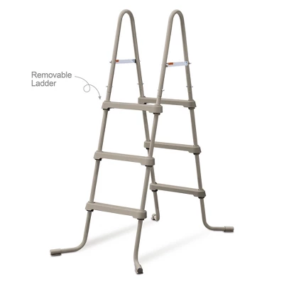 Funsicle 14' X 36" QuickSet Round Inflatable Ring Top Outdoor Above Ground Swimming Pool Set With Pump And Cartridge Filter, Brown Triple Basketweave 5 Funsicle 14' X 36" QuickSet Round Inflatable Ring Top Outdoor Above Ground Swimming Pool Set With Pump And Cartridge Filter, Brown Triple Basketweave - Image 3