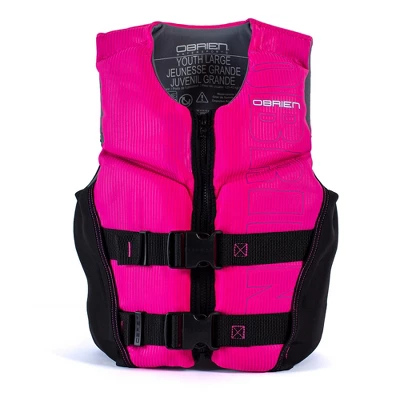 O'Brien Flex V-Back Kids USCG Type 3 Lightweight Flexible Safety Vest Life Jacket With 2 Adjustable Belts, Youth Large, Pink And Black 4 O'Brien Flex V-Back Kids USCG Type 3 Lightweight Flexible Safety Vest Life Jacket With 2 Adjustable Belts, Youth Large, Pink And Black - Image 2
