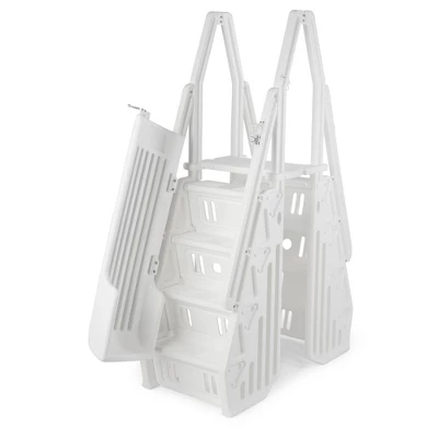 Vinyl Works AF Adjustable 24 Inch Ladder For Above Ground Swimming Pools With Secure Gate Closure And 2 Deck Mount Flanges, White 4 Vinyl Works AF Adjustable 24 Inch Ladder For Above Ground Swimming Pools With Secure Gate Closure And 2 Deck Mount Flanges, White - Image 2