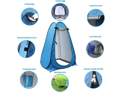 MPM 6FT Pop Up Privacy Tent Instant Shower Tent Portable Outdoor Rain Shelter, Camp Toilet, Dressing Changing Room With Carry Bag Blue 5 MPM 6FT Pop Up Privacy Tent Instant Shower Tent Portable Outdoor Rain Shelter, Camp Toilet, Dressing Changing Room With Carry Bag Blue - Image 4