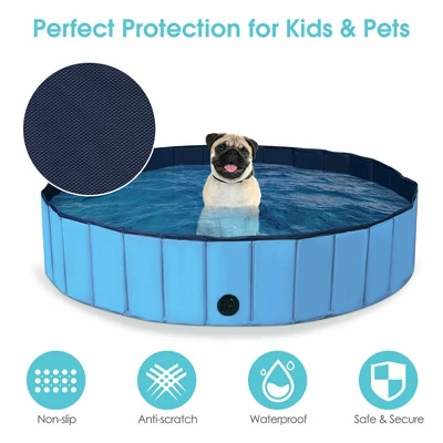 Costway 63'' Foldable Dog Pet Pool Kiddie Bathing Tub Indoor Outdoor Portable Leakproof 6 Costway 63'' Foldable Dog Pet Pool Kiddie Bathing Tub Indoor Outdoor Portable Leakproof - Image 4