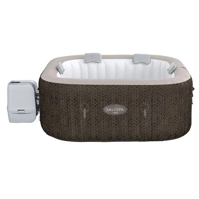 Bestway SaluSpa AirJet 4 To 6 Person Inflatable Hot Tub Square Portable Outdoor Spa With 140 Soothing AirJets And Cover, Brown 4 Bestway SaluSpa AirJet 4 To 6 Person Inflatable Hot Tub Square Portable Outdoor Spa With 140 Soothing AirJets And Cover, Brown - Image 2