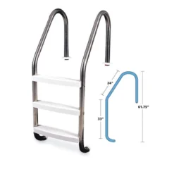 Swim Central 63" Solid Stainless Steel Swimming Pool Ladder