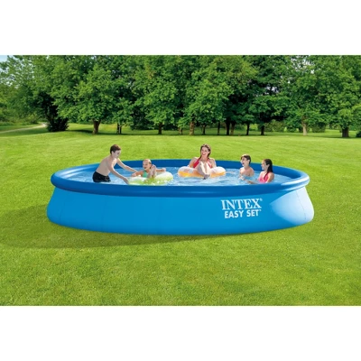 Intex 28157EH Easy Set 15 Foot By 33 Inch Round Inflatable Outdoor Backyard Above Ground Swimming Pool Set With 530 GPH Filter Pump, Blue 4 Intex 28157EH Easy Set 15 Foot By 33 Inch Round Inflatable Outdoor Backyard Above Ground Swimming Pool Set With 530 GPH Filter Pump, Blue - Image 2