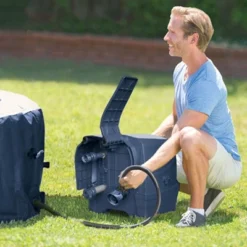 Intex 28449EP PureSpa Plus Greystone Inflatable Square Hot Tub, 83 X 28" & Attachable Cup Holder And Refreshment Tray Hot Tub Accessory, Tan (4 Pack) -Intex Shop GUEST 982b3799 1b27 4bd4 afa6 d9616d977f58