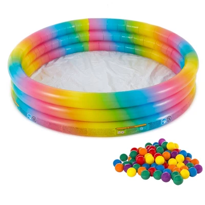 Intex 58449EP Rainbow Ombre 3 Ring Circular Inflatable Outdoor Swimming Pool With For Kids Ages 2 Years Or Older 8 Intex 58449EP Rainbow Ombre 3 Ring Circular Inflatable Outdoor Swimming Pool With For Kids Ages 2 Years Or Older - Image 6