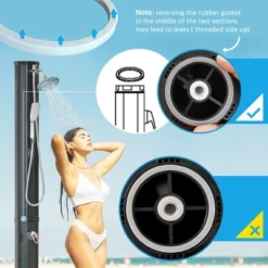 Outsunny 7' Outdoor Solar Heated Shower With 360 Rotating Rainfall And Handheld Head, Adjustable Foot Shower Faucet , 9.2 Gallons For Backyard Pool -Intex Shop GUEST a5c291d6 430b 470b 9279 42834449a1fd