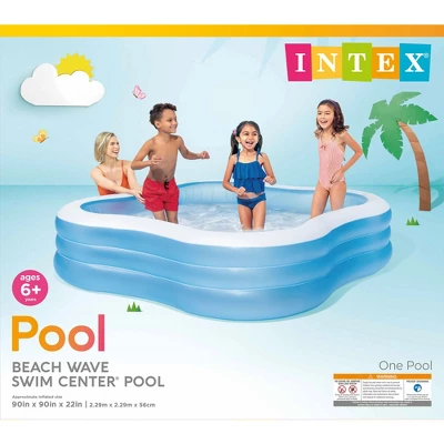 Intex Swim Center 90in X 90in X 2in Inflatable Play Kids Backyard Swimming Pool 6 Intex Swim Center 90in X 90in X 2in Inflatable Play Kids Backyard Swimming Pool - Image 4