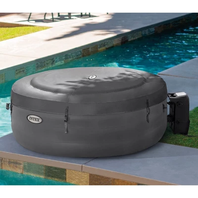 Intex SimpleSpa Bubble Massage 4 Person Inflatable Round Hot Tub Relaxing Outdoor Water Spa With Soothing Jets, Insulated Cover, And Storage Bag, Gray 4 Intex SimpleSpa Bubble Massage 4 Person Inflatable Round Hot Tub Relaxing Outdoor Water Spa With Soothing Jets, Insulated Cover, And Storage Bag, Gray - Image 2