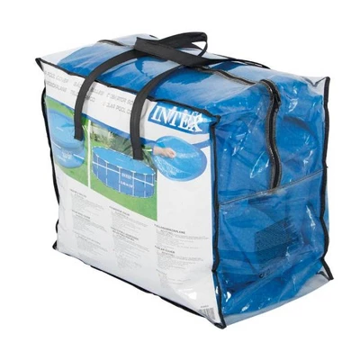 Intex 12-Foot Round Above Ground Swimming Pool Solar Cover Tarp With Drain Holes And Carrying Bag For Easy Set Or Metal Frame Pools, Cover Only, Blue 3 Intex 12-Foot Round Above Ground Swimming Pool Solar Cover Tarp With Drain Holes And Carrying Bag For Easy Set Or Metal Frame Pools, Cover Only, Blue