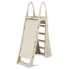 Confer Plastics 7200 A-Frame Safety Adjustable 48 To 56 Inch Above Ground Swimming Pool Ladder Entry System With Lockable Roll Guards, Beige