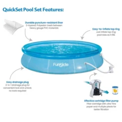 Funsicle 12' X 30" Sea-Thru QuickSet Round Inflatable Ring Top Outdoor Above Ground Swimming Pool Set With Pump And Cartridge Filter, Blue -Intex Shop GUEST b403e6d5 9c64 4600 bcc7 5bdd5ff70785