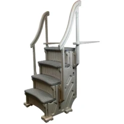 Confer CCXAG Grey 4-Step Above Ground Swimming Pool Grand Entry Steps + Mat Pad